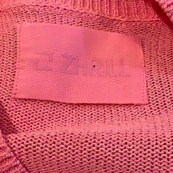 ZHRILL Women’s Linen Blend Cropped Pink Oversized Valentines Cardigan Sweater XS - Picture 7 of 9